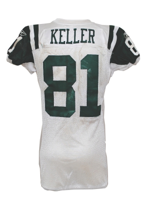 9/26/2010 Dustin Keller NY Jets Game-Used Road Jersey (Unwashed)(Team Repairs) 