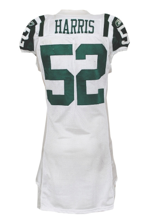 2010 David Harris NY Jets Game-Used Road Jersey (NFL PSA/DNA COA)(Team Repair)