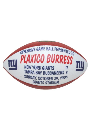 10/29/2006 Plaxico Burress NY Giants Game-Used Presentation Football