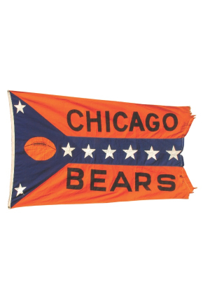 Chicago Bears Patriotic WWII Stadium Flag Flown On the USS Parle DE-708 and Wrigley Field