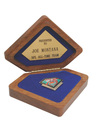 1994 Joe Montana NFL 75th Anniversary All-Time Team Award with Presentation Box