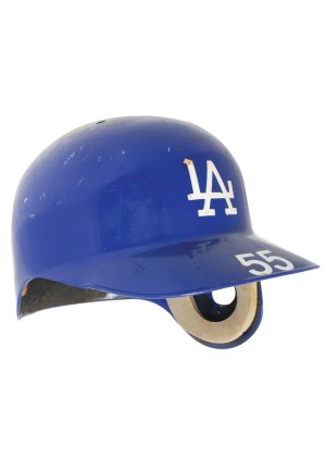 Pair of Orel Hershiser LA Dodgers Game-Used Batting Helmets (2)(Hershiser LOA)