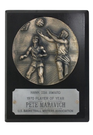 1970 "Pistol" Pete Maravich USBWA Hank Iba Player of the Year Award (Maravich Family LOA)