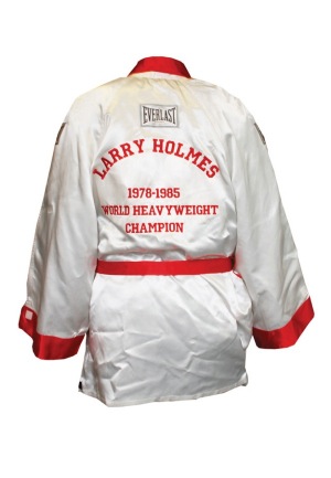 7/27/2002 Larry Holmes Fight Worn & Autographed Gloves with Fight Worn Robe & Trunks vs. Butterbean (4)(Final Career Fight)(JSA)