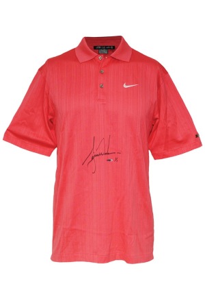 2006 Tiger Woods Masters Tournament-Worn & Autographed Signature Sunday Red Polo Shirt (UDA)(Only One Ever Auctioned)(JSA)