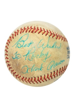 9/18/1974 Hank Aaron Atlanta Braves Career Home Run #732 Game-Used & Autographed Baseball (JSA)(Pristine Provenance)