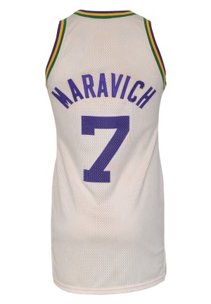 Late 1970s "Pistol" Pete Maravich New Orleans Jazz Game-Used Home Jersey