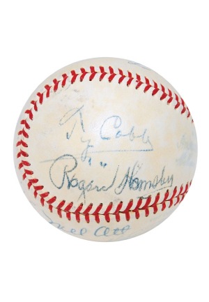 1950s Hall of Famers Alumni Autographed Baseball with Cobb, Ott, Hornsby, Sisler & Others (JSA)
