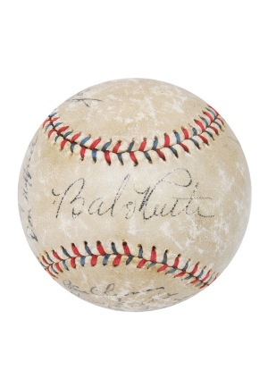 1934 NY Yankees Team Autographed Baseball with Ruth Gehrig & "Three Finger" Newkirk (JSA)