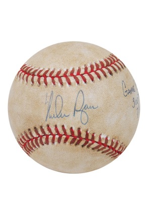 7/31/1990 Nolan Ryan Texas Rangers Game-Used & Autographed 300 Career Win Baseball (JSA)