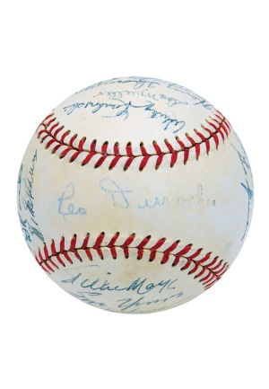 1950-51 NY Giants Team Autographed Baseball with Willie Mays Rookie Signature (JSA)
