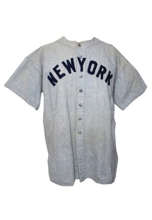 Early 1940s Marv Breuer NY Yankees Game-Used Road Flannel Jersey