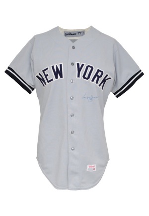 1977 Reggie Jackson NY Yankees Game-Used & Autographed Road Jersey (JSA)(Championship Season)