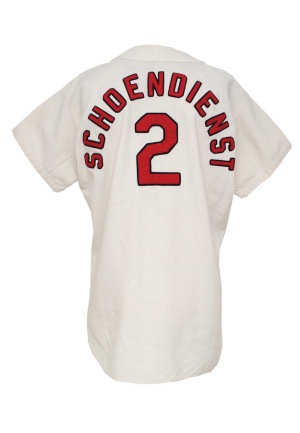 1968 Red Schoendienst St. Louis Cardinals Managers Worn & Autographed Home Flannel Jersey (JSA)(World Series Year)