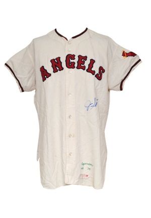1970 Jim Spencer California Angels Game-Used & Autographed Home Flannel Jersey (JSA)