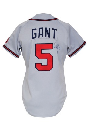 1990 Ron Gant Atlanta Braves Game-Used & Autographed Road Jersey (JSA)