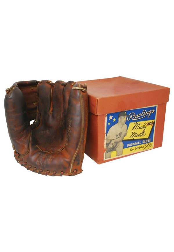 Lot Detail - 1950's Mickey Mantle MM4 Glove with Original Box (2)