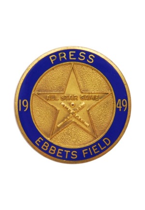 Original 1949 Brooklyn Dodgers Ebbets Field All-Star Game Press Pin