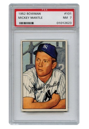 1952 Bowman Mickey Mantle Card - PSA/DNA Graded NM 7