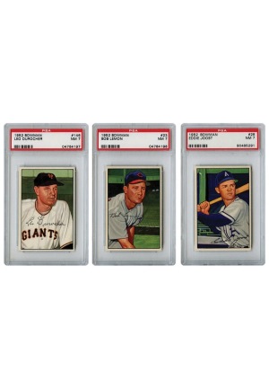 1951 & 1952 Bowman Cards Graded NM 7 with Stengel, Durocher, Lemon & McDougald RC (8)