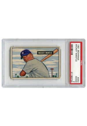 1951 Mickey Mantle Bowman Rookie Card - PSA/DNA Graded GOOD 2
