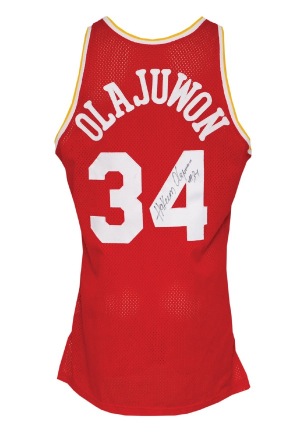 1993-94 Hakeem Olajuwon Houston Rockets Game-Used & Autographed Road Jersey (JSA)(Championship Season)