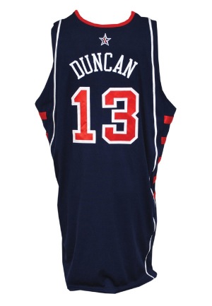 2004 Tim Duncan USA Basketball Game-Used Road Jersey