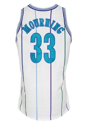 1992-93 Alonzo Mourning Charlotte Hornets Game-Used & Autographed Home Jersey (JSA)