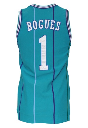 1988-89 Mugsy Bogues Charlotte Hornets Game-Used & Autographed Road Uniform (2)(JSA)