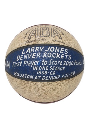 3/21/1969 Larry Jones Denver Rockets ABA Game-Used Basketball - First Player To Score 2,000 Points In One Season (Inaugural ABA Season)(Jones LOA)