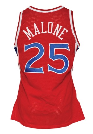 1994-95 Jeff Malone Philadelphia 76ers Game-Used Road Jersey with Black Memorial Armband