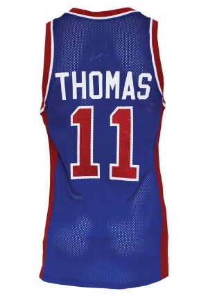 1989-90 Isiah Thomas Detroit Pistons Game-Used & Autographed Road Jersey with Shorts (2)(Team Documentation)(JSA)(Championship Season)