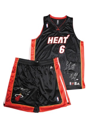 LeBron James Miami Heat Photo Shoot Worn & Autographed Black Uniform (1/1)(JSA)(UDA)