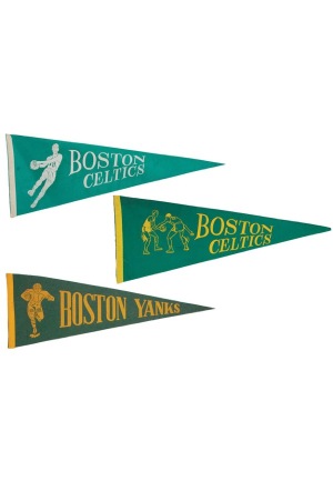 Late 1940s Boston Celtics & Boston Yanks Pennants (3)