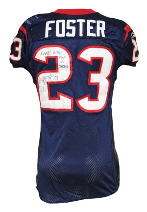 10/9/2011 Arian Foster Houston Texans Game-Used & Autographed Home Jersey (JSA)(Unwashed)(Photomatch)
