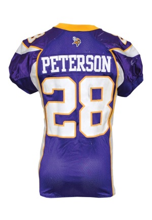 12/5/2010 Adrian Peterson Minnesota Vikings Game-Used Home Jersey (Unwashed)(3-TD Game)(Photomatch)
