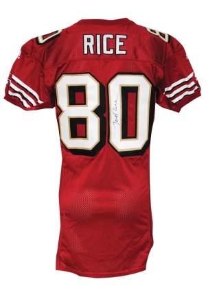 1999 Jerry Rice San Francisco 49ers Game-Used & Autographed Home Jersey (JSA)(Equipment Manager LOA)