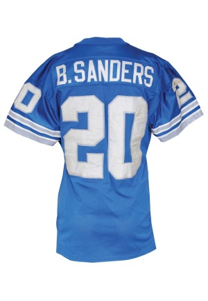 10/22/1995 Barry Sanders Detroit Lions Game-Used Road Jersey (Photomatch)