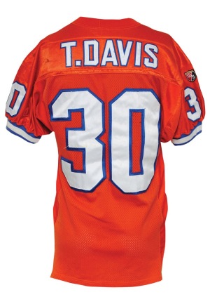 1995 Terrell Davis Rookie Denver Broncos Game-Used Home Jersey (Davis LOA)(Team Repairs)(Photomatch)
