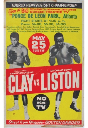 5/25/65 Original Cassius Clay vs. Sonny Liston II Fight Poster