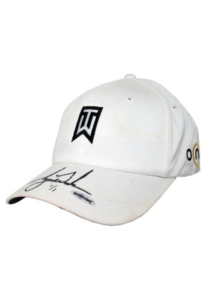 Tiger Woods Tournament Worn & Autographed Hat (JSA)(UDA)(1/1)