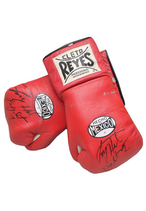 1995 Larry Holmes Fight Worn & Autographed Gloves vs. Oliver McCall (JSA)