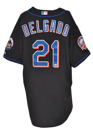2008 Carlos Delgado NY Mets Game-Used Black Alternate Jersey (Team LOA)