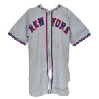 1941 Harry Danning NY Giants Game-Used & Autographed Road Flannel Jersey (JSA • Rare • Dobbins LOA)