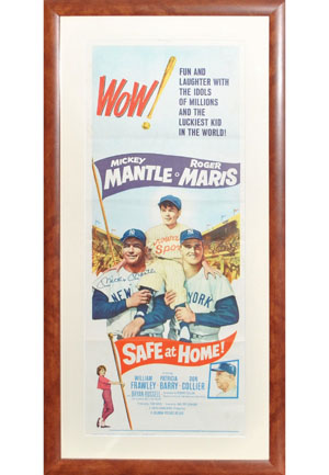 Original "Safe at Home!" Half Sheet Movie Poster Autographed By Mickey Mantle (JSA)