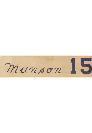 Thurman Munson Final MLB Locker Room Nameplate Before His Tragic Fatal Crash (Visitor’s Clubhouse From Comiskey Park • Ballboy LOA)