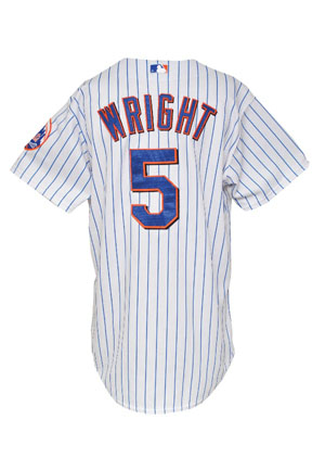 2005 David Wright NY Mets Game-Used Home Pinstripe Jersey