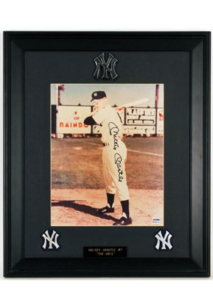 Framed 1951 Mickey Mantle NY Yankees 11X14 Photograph (JSA • Wearing No. 6)