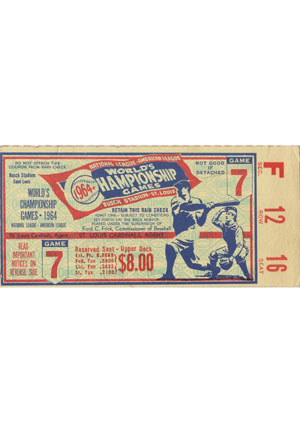 1964 NY Yankees World Series Game Seven Full Ticket (Mantle Record Setting Home Run #18)
