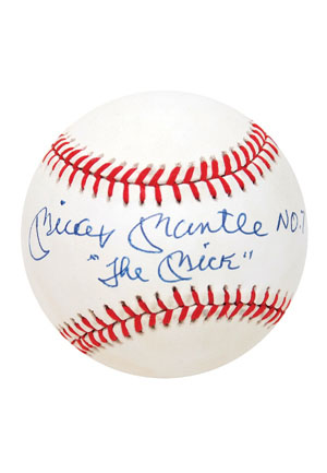 Mickey Mantle Single Signed Baseball with “The Mick” and “No.7” Inscriptions (Full JSA LOA)
